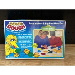 1987 Color Dough Sesame Street Face Makers & Big Bird Mold Set